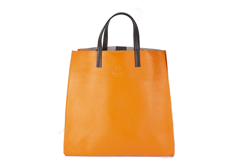 Aliano by Moretti Milano Orange color fashion bag Made in Italy genuine leather Luxury